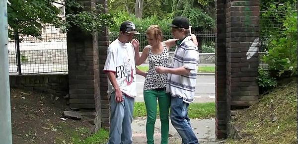  Teens public group sex adventure with a cute blonde chick in the middle of a street with a hot blowjob shoving in her hot mouth and vaginal sexual intercourse sticking big hard cocks in her tight wet pussy for anyone around to see and watch this act